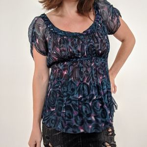 ELIE TAHARI Sheer Floral Nordstrom Blouse